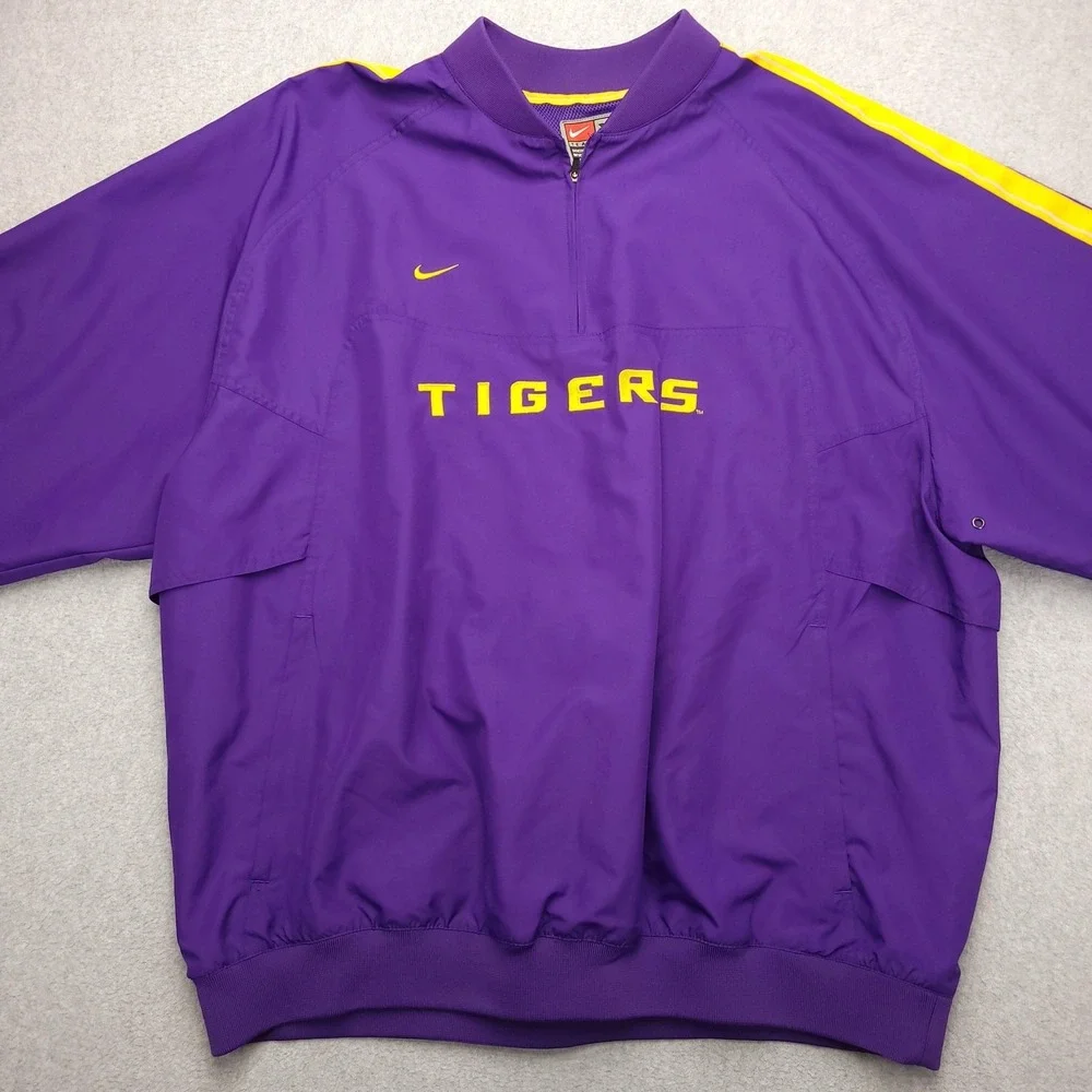 LSU Tigers Jacket Mens 2XL‎ Purple NCAA Football Nike Quarter Zip Pullover